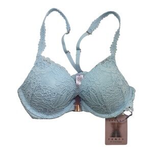Savage x Fenty Bra Romantic Corded Lace Push Up Whipped Cream Blue Sz 30C NWT